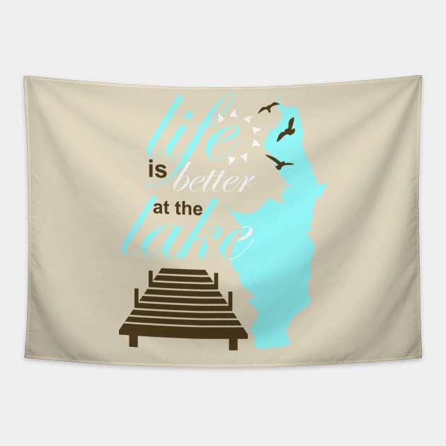 Life Is Better at the Lake-Glen Lake Tapestry by Best Built Corn Boards