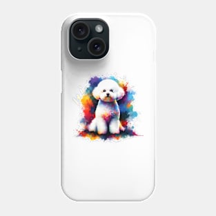 Colorful Bichon Frise in Abstract Splash Art Style Phone Case