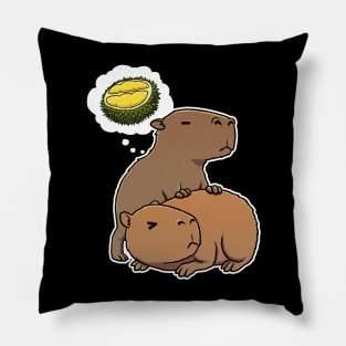 Capybara hungry for Durian Fruit Pillow