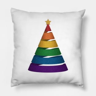 Large Spiral LGBTQ Pride Rainbow Christmas Tree Vector Pillow