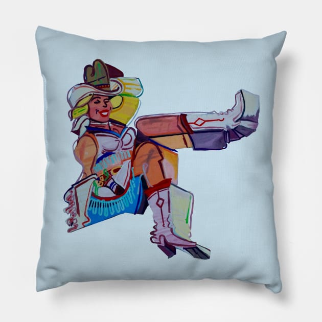 Vegas Cowgirl Pillow by SPINADELIC