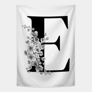 E alphabet Botanical cherry blossom sakura flowers Tapestry