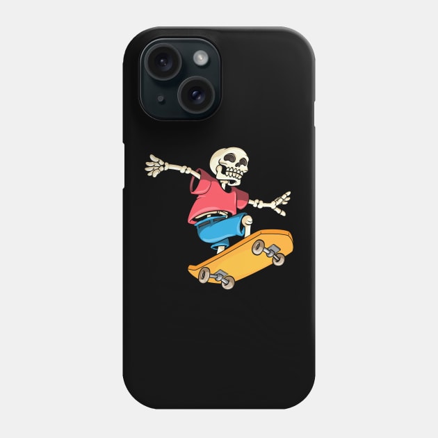 Skeleton as Skateboarder with Skateboard Phone Case by Markus Schnabel