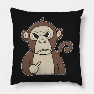 Grumpy Monkey Ape Holding Middle Finger Pillow