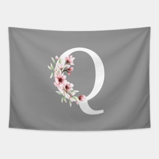 Letter Q Monogram With Cherry Blossoms Tapestry