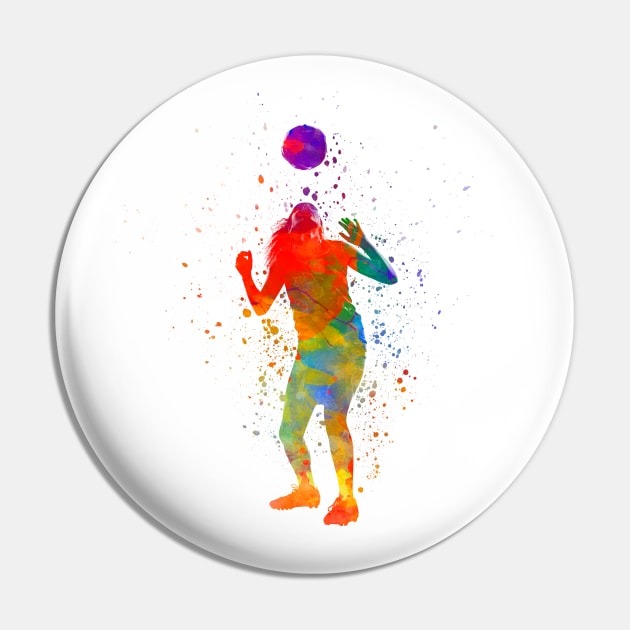 Woman footballer in watercolor Pin by PaulrommerArt