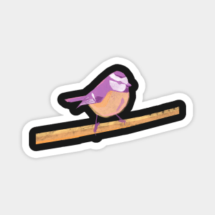 Blue tit illustration purple, yellow and pink colored bird Magnet