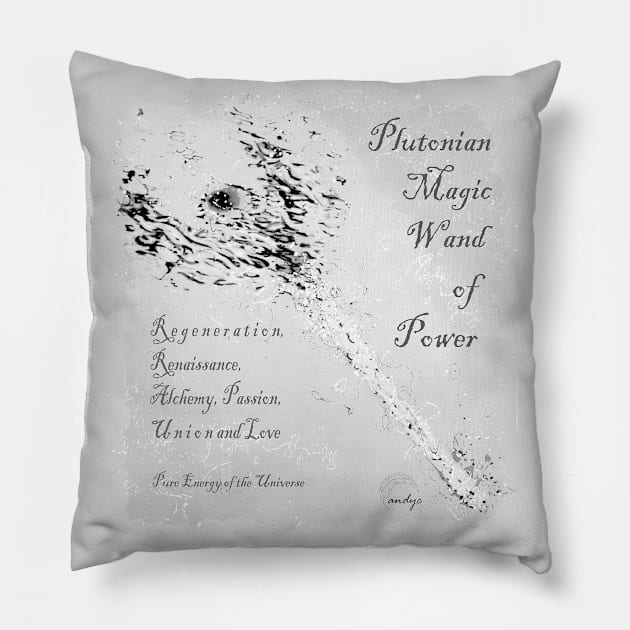 PLUTONINAN WAND GRAY Pillow by ACUANDYC