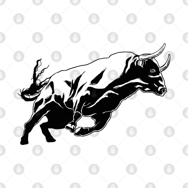 Bull Male Bovine Art Sketch & Silhouette Graphic, Wild Animal Lover Gift For Men, Women & Kids by Art Like Wow Designs