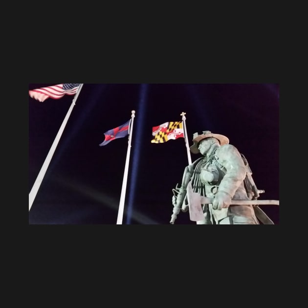 Fireman Memorial, Ocean City, MD by searchlight