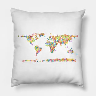 Maths Lover Numbers World Map Design Pillow