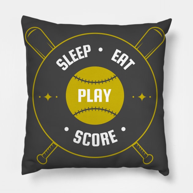 Sleep Eat Play Score Baseball Pillow by timothytimmy