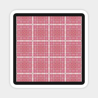 Magenta Pink Watercolor Concentric Square Grid Pattern Magnet