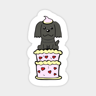 Happy black dog Jumping out of a cake Magnet