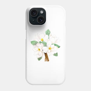 white magnolia bouquet flowers  ink and watercolor Phone Case