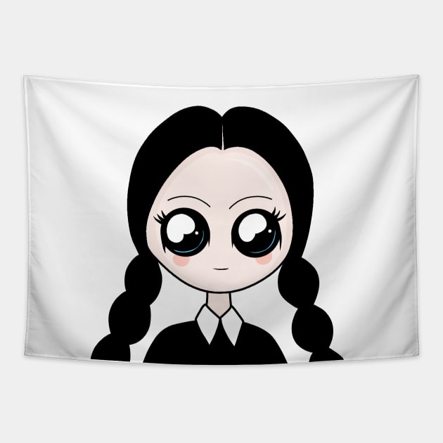 Kawaii Wednesday Addams Tapestry by valentinahramov