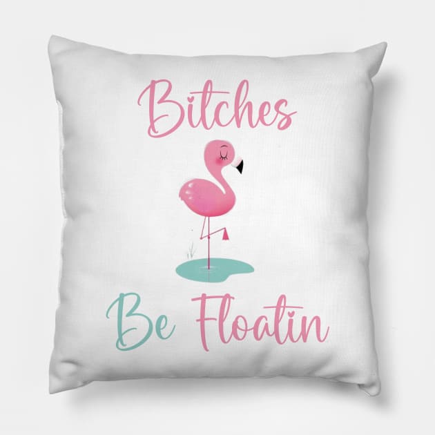 Women's River Tubing Bitches Be Floatin Summer Float Trip Pillow by soukai