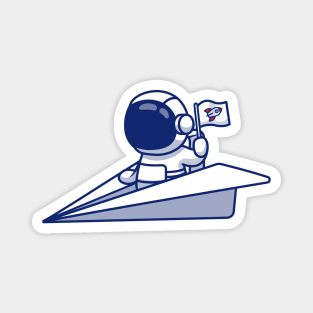 Cute Astronaut Riding Paper Plane Magnet