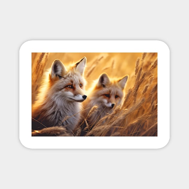 Fox Animal Wildlife Wilderness Colorful Realistic Illustration Magnet by Cubebox