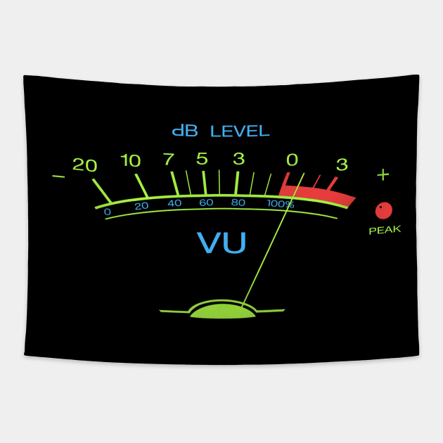 Volume VU Meter Vintage Audio Recording Studio Gear Guitar Musician Gift Tapestry by blueversion