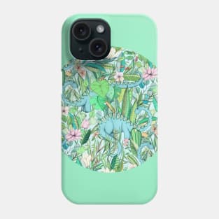 Improbable Botanical with Dinosaurs - soft pastels Phone Case