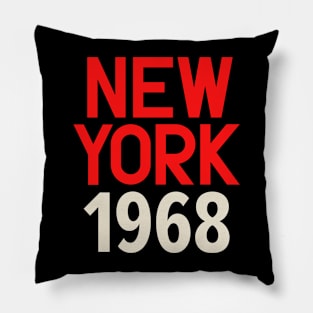 Iconic New York Birth Year Series: Timeless Typography - New York 1968 Pillow