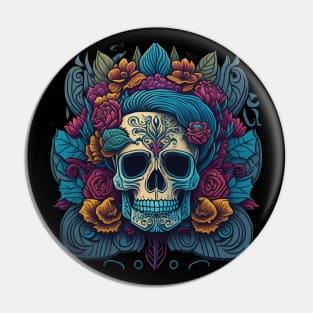 Vibrant Sugar Skull Art for Día de los Muertos Pin