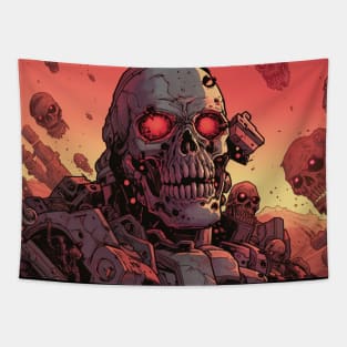 Post Apocalyptic Wastelands Cyborg Commando Exterminator Tapestry