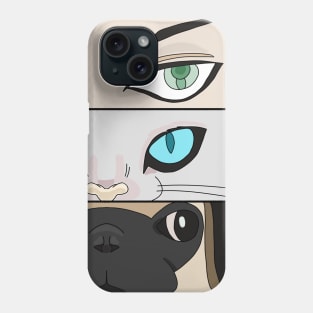 Human, Cat and Dog looking at you Phone Case