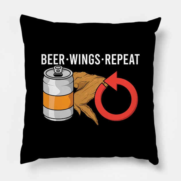 Chicken Wings Beer Repeat Fast Food Lover Gift Pillow by Dolde08