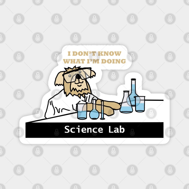 Science Lab and Clueless Dog Scientist Wearing Safety Glasses Magnet by ellenhenryart