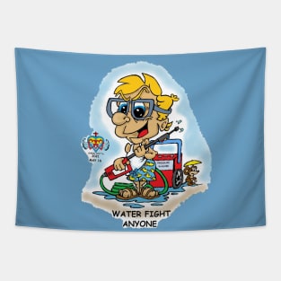 Fritts Cartoons "Water Fight Anyone" Tapestry