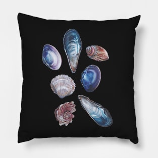 Iridescent Shells Illustration Pillow