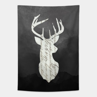 Victorian Deer Head Silhouette Tapestry