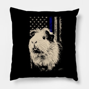 Fluffy American Flag Guinea Pig Love, Stylish Statement Tee Pillow