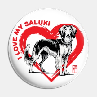 I Love My Saluki- I Love my dog - Independent dog Pin