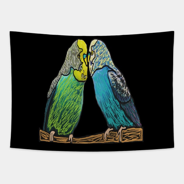 Budgie Tapestry by Mark Ewbie