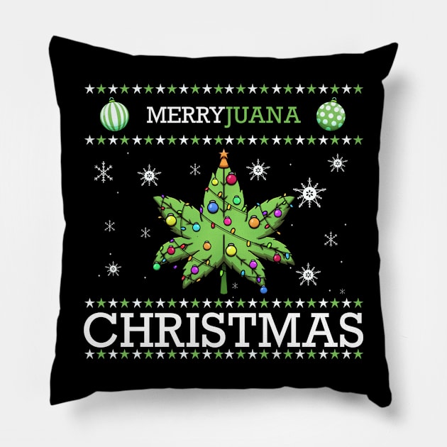 Merryjuana Christmas Pillow by TheMaskedTooner