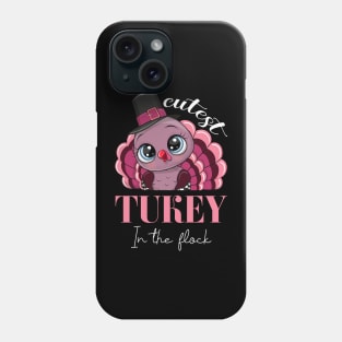 Cutest turkey in the flock girls kids toddler thanksgiving Phone Case