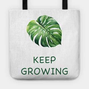 Keep Growing Growth Mindset Plant Lover Gift Monstera Watercolor Tote