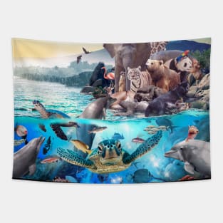 Ocean African Japanese Animal Animals Group Scene Tapestry