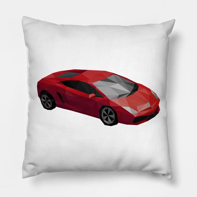 Low Poly Sports Car Pillow by DigitalShards