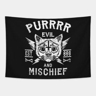 PURRRR EVIL AND MISCHIEF - SATANIC CAT - OCCULT CAT Tapestry