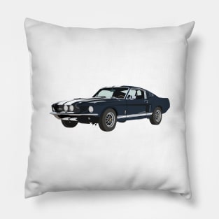 Blue Vintage Muscle Car Pillow