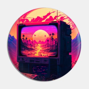 Synthwave-Inspired Retro Futuristic TV Gaming Console Pin