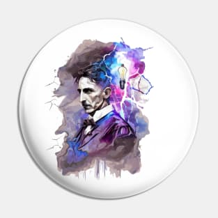 NIKOLA TESLA WATER COLOR PORTRAIT Pin