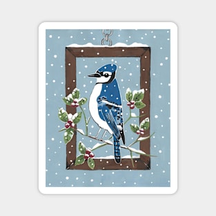 Winter Blue Jay Magnet