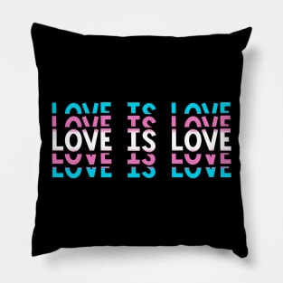 Vintage Retro Love is Love Transgender Stacked Letters Trans Pride Pillow