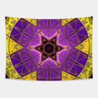 Mosaic Mandala Purple and Yellow Tapestry