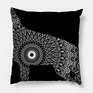 White German Shepherd Mandala Pillow